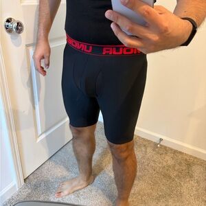 Under Armour Black Boxer Briefs with Red Logo Waistband